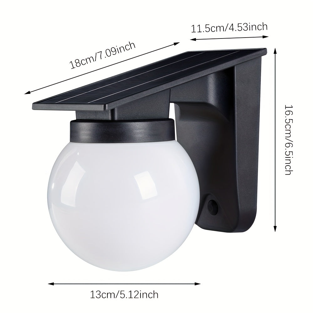 Solar Globe Wall Light – Smart Dimmable LED Outdoor Lamp, Dusk to Dawn, IP65