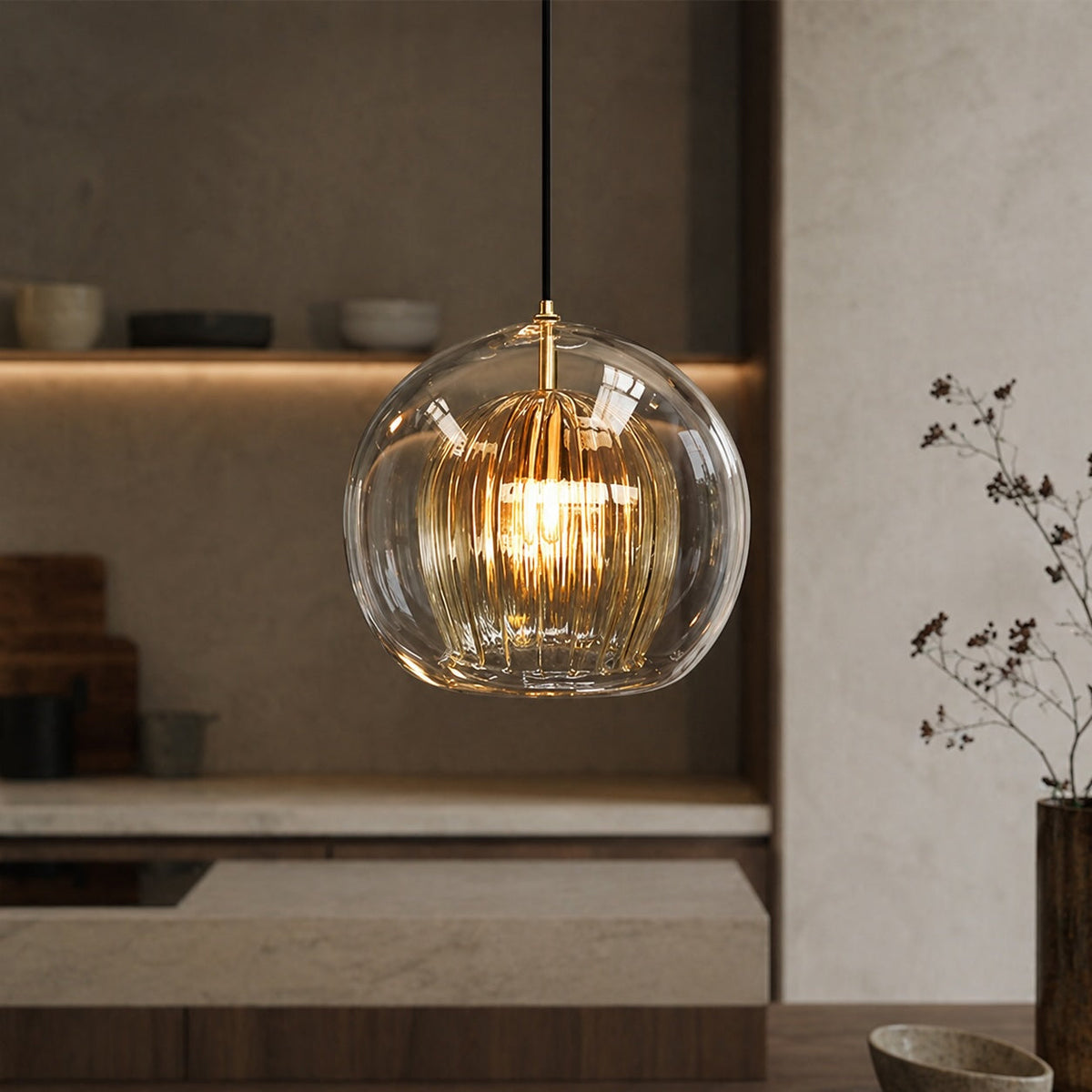 Modern Glass Pendant Light | Adjustable Kitchen Island Fixture