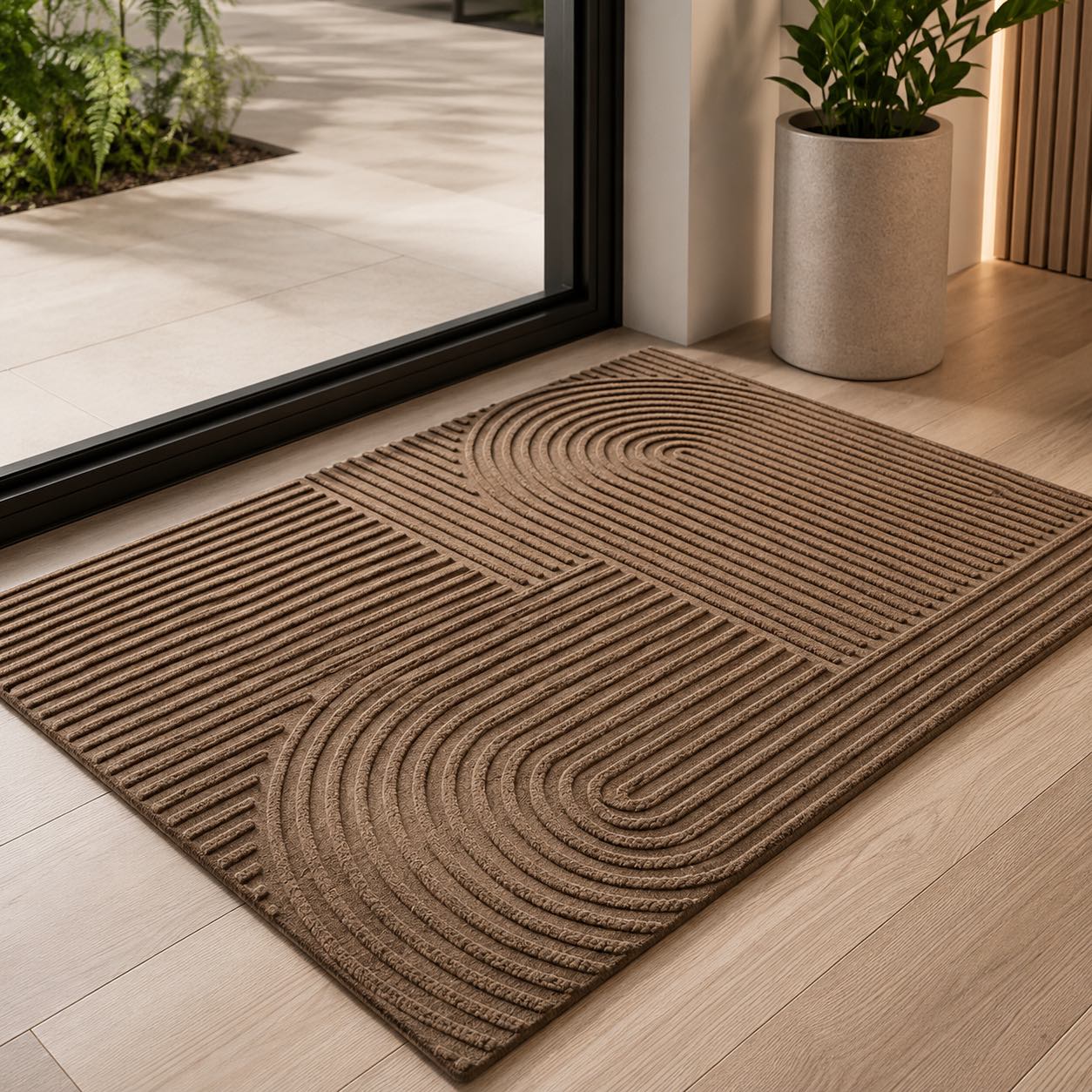 Ribbed Outdoor Door Mat – Microfiber PVC Lightweight Entry Mat