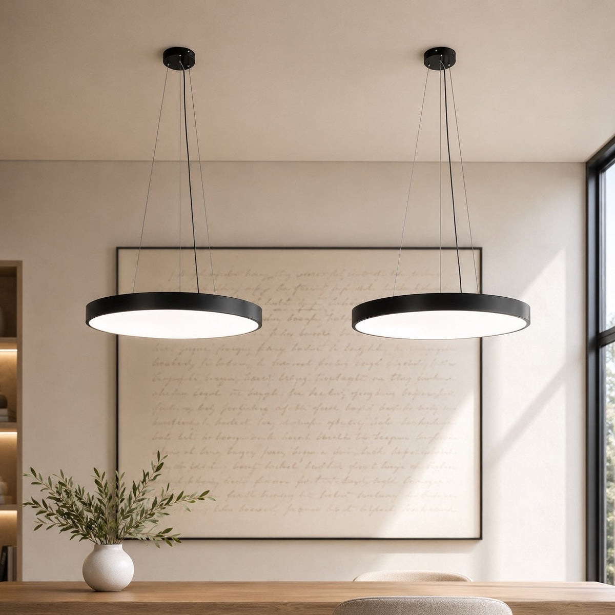 Round Acrylic Pendant Light | Dimmable LED Adjustable Fixture