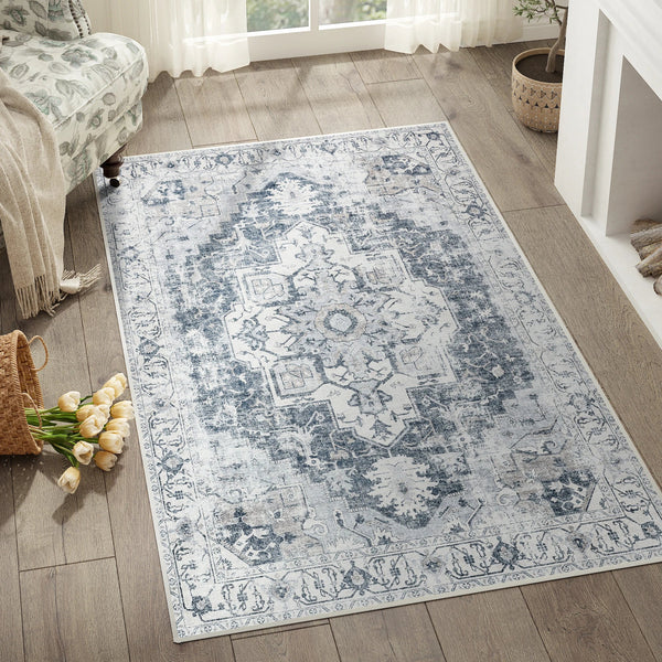 Heritage Medallion Rug – Foldable Non-Slip Oriental Style Carpet
