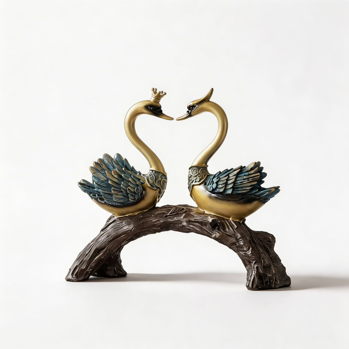 Ceramic Swan Pair Ornament – 11" Decorative Figurine Set