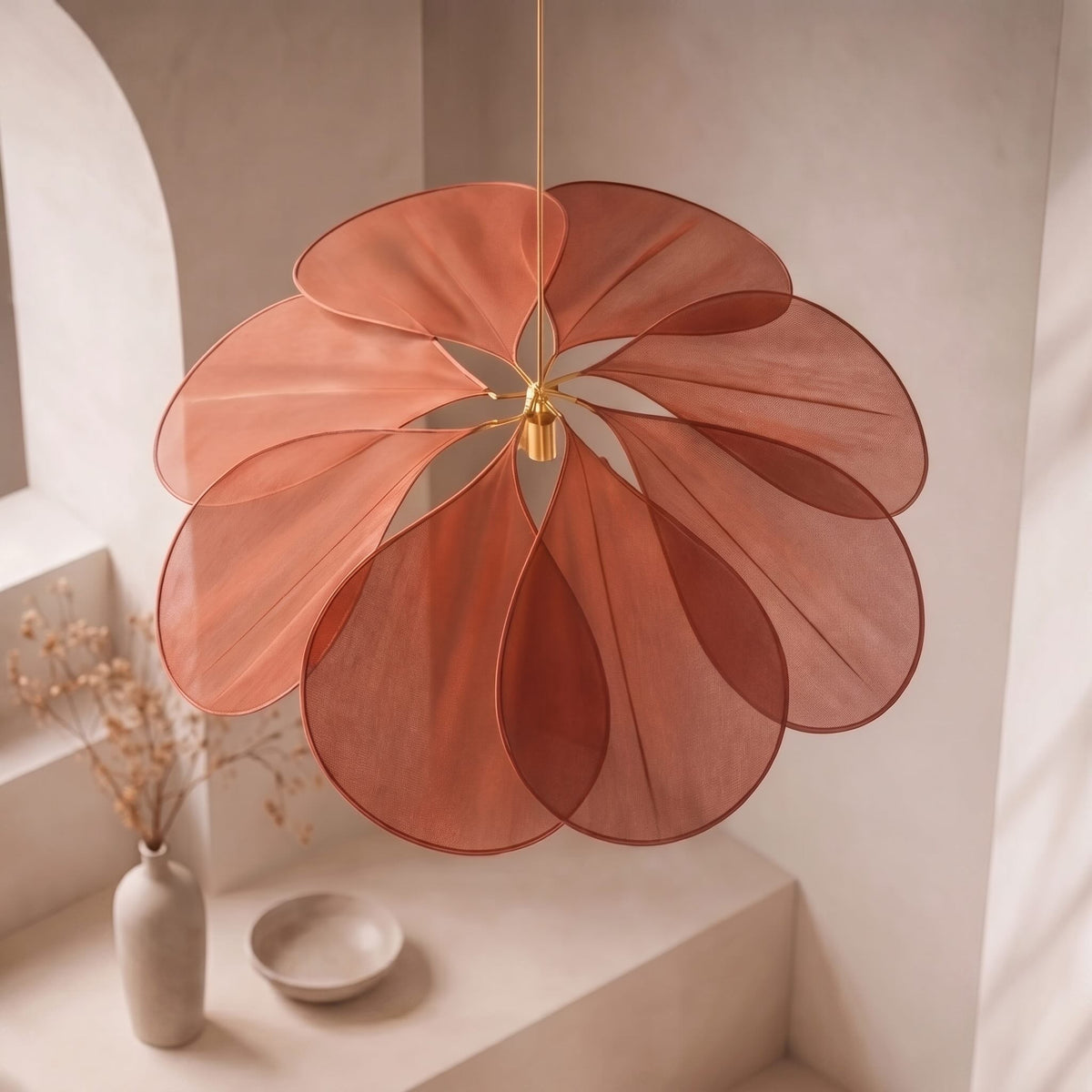 Flower Pendant Lamp | Fabric Shade Adjustable E27 Ceiling Light