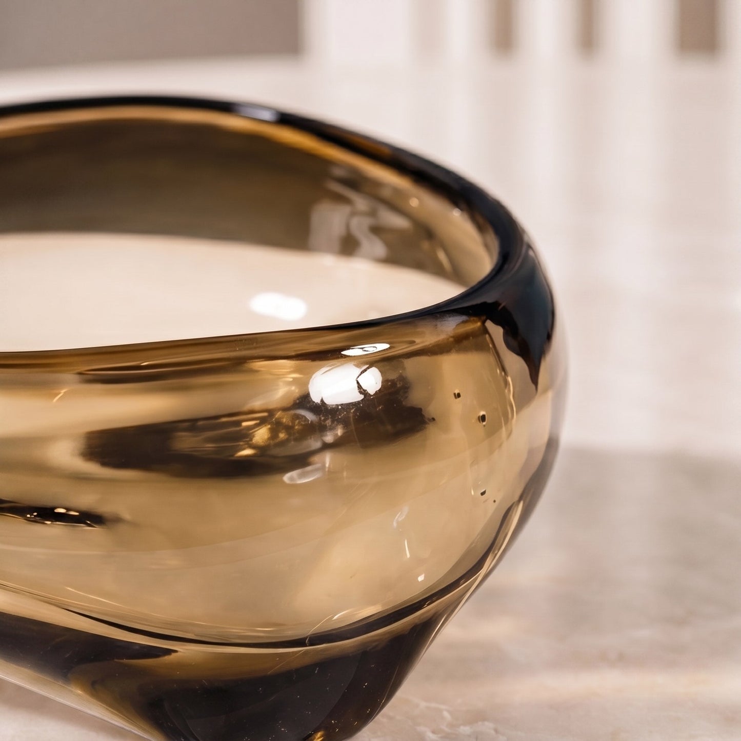 Handblown Glass Decorative Bowl – Fluid Organic Centerpiece