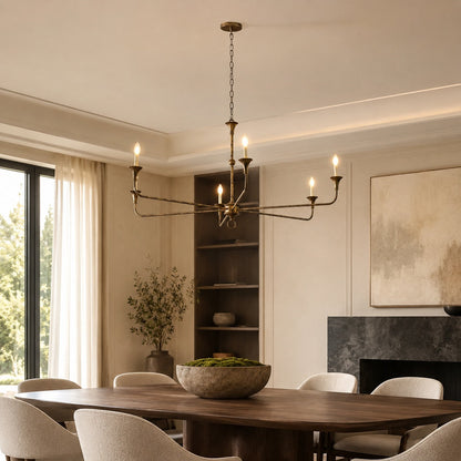 Brass 5-Head Chandelier | Adjustable E14 Flush Mount Light