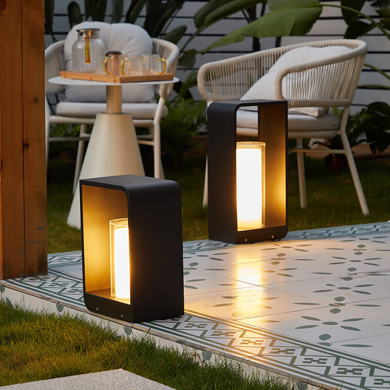 Modern Square Outdoor LED Light – Solar Wall & Path Lamp, Waterproof Aluminum