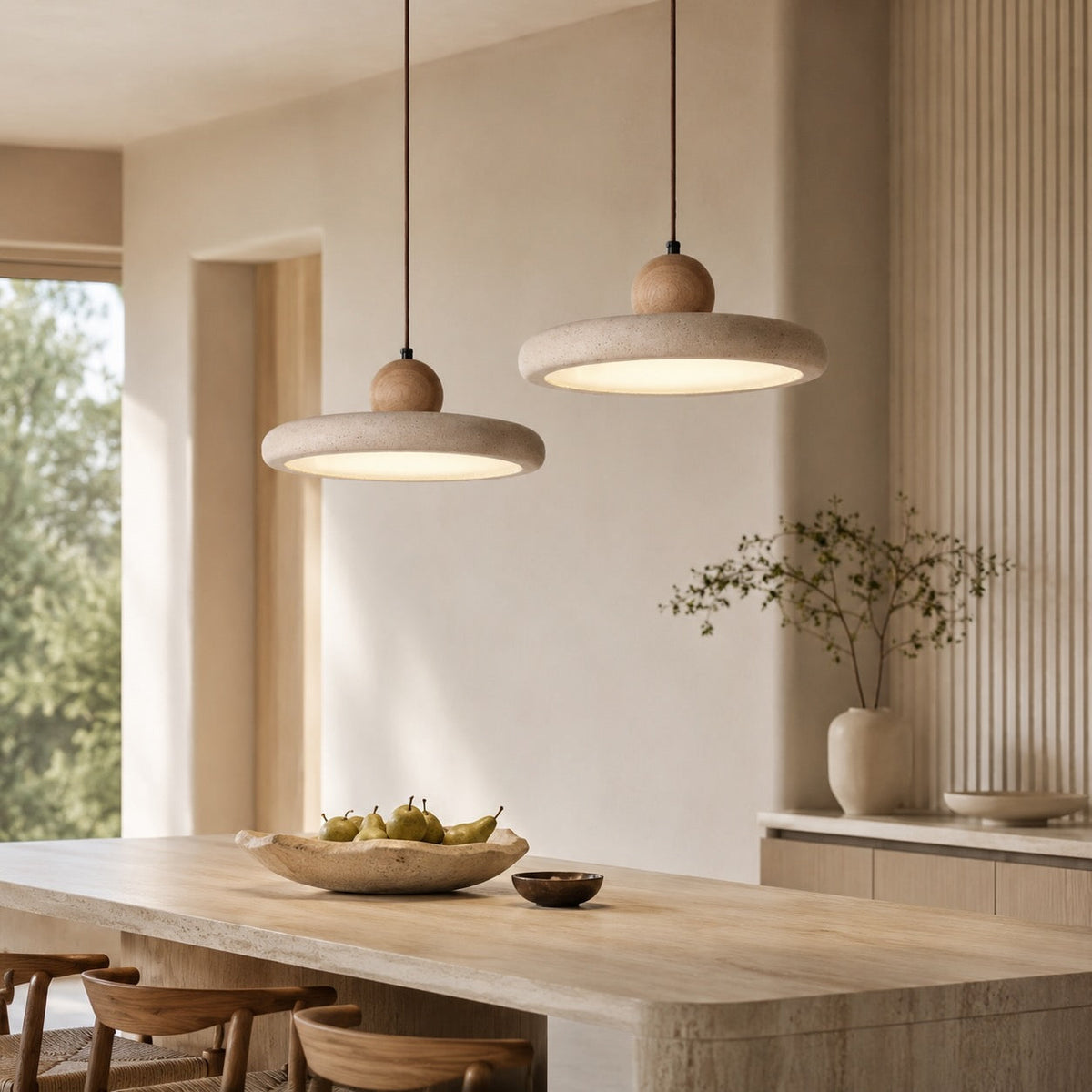 Travertine Pendant Lamp | 30cm LED Kitchen Hanging Light