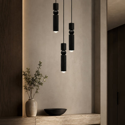 Geometric Black Pendant Light | Adjustable Dimmable LED Lamp