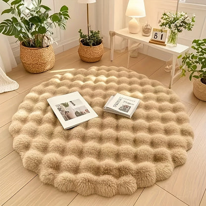 Cloud Comfort Round Bubble Rug – Soft Fluffy Fleece Circle Carpet