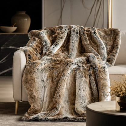 Plush Faux Fur Throw Blanket – Decorative Cozy Bedding Accent