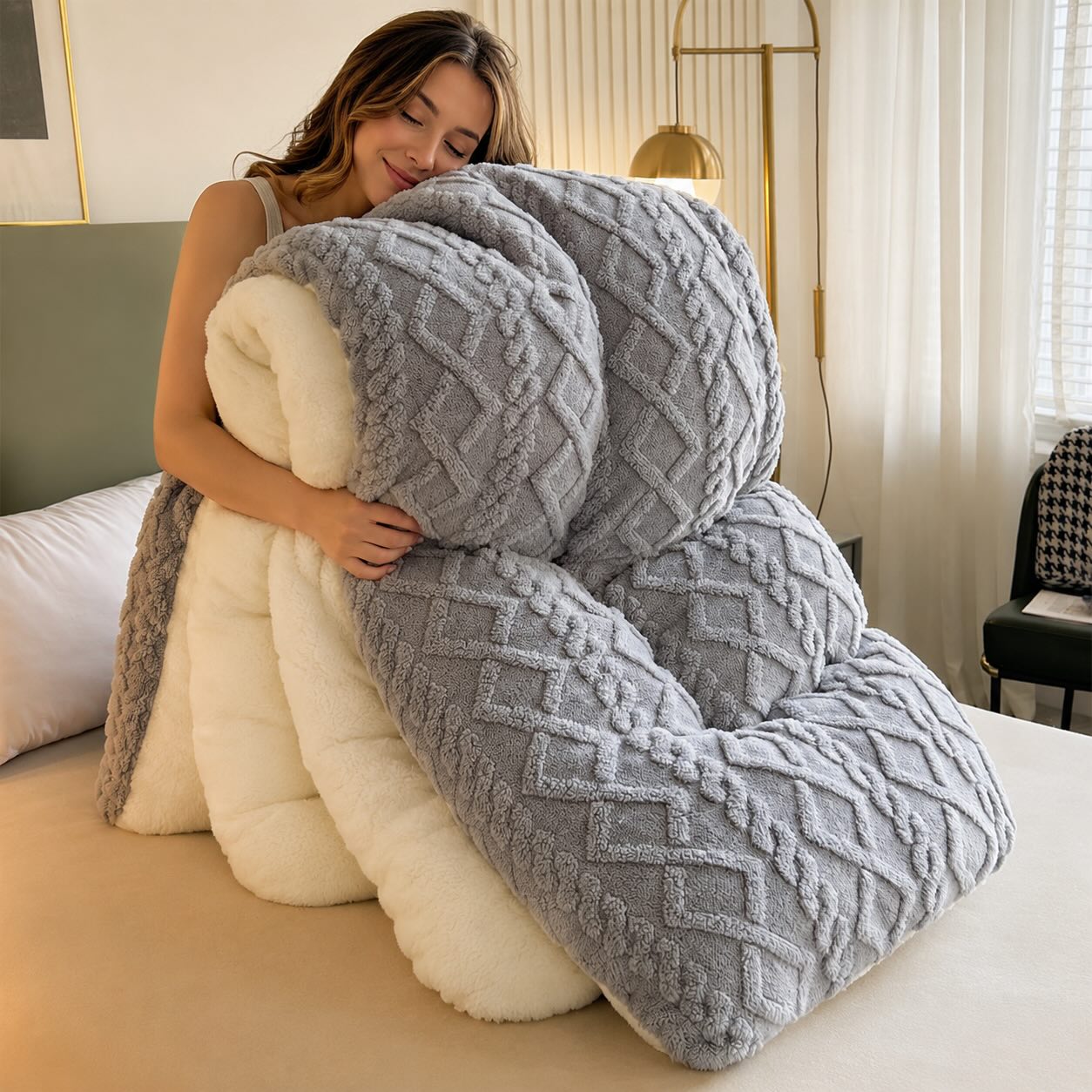 Weighted Blanket for Anxiety – Cashmere Fleece Deep Pressure Comfort Blanket