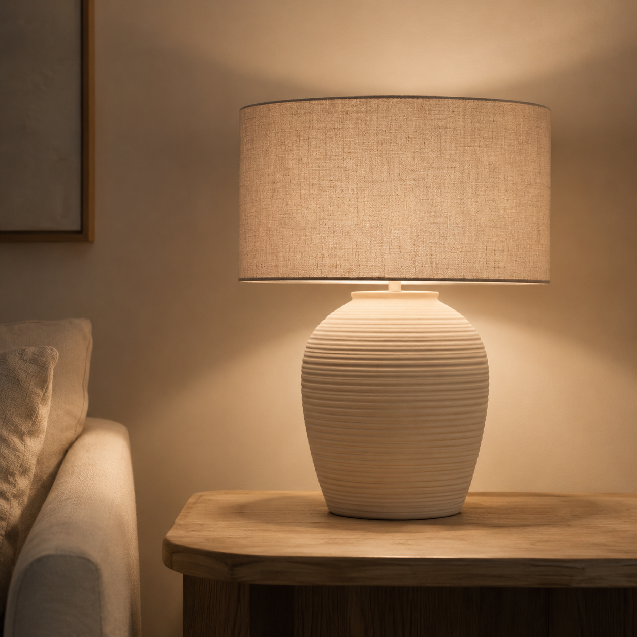 Ribbed Ceramic Table Lamp