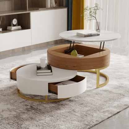 Terra 3-Compartment Modern Round Marble Coffee Table