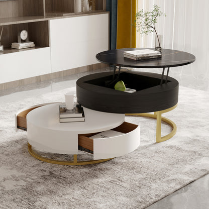 Terra 3-Compartment Modern Round Marble Coffee Table