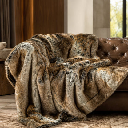 Plush Faux Fur Throw Blanket – Decorative Cozy Bedding Accent