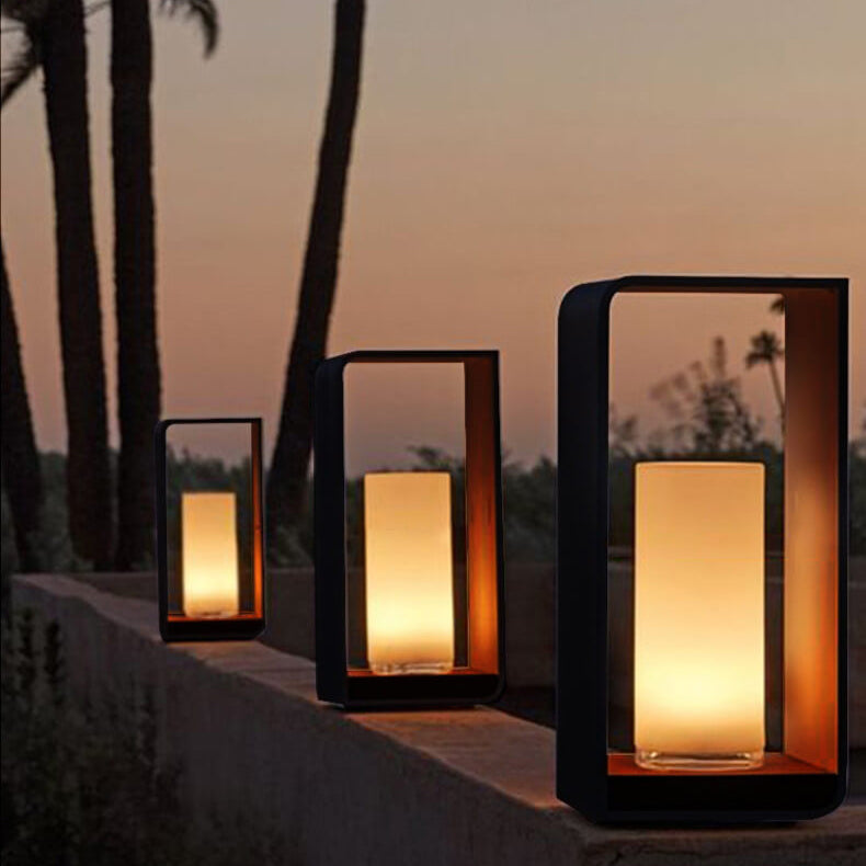 Modern Square Outdoor LED Light – Solar Wall & Path Lamp, Waterproof Aluminum