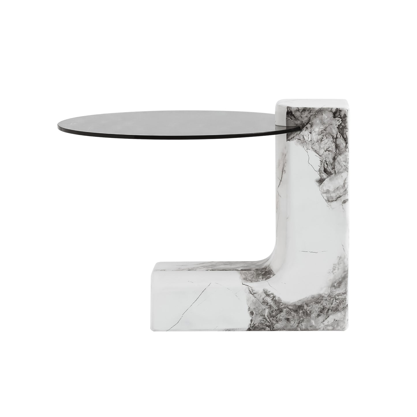 Lena 2-Piece Round Circular Marble and Glass Coffee Table