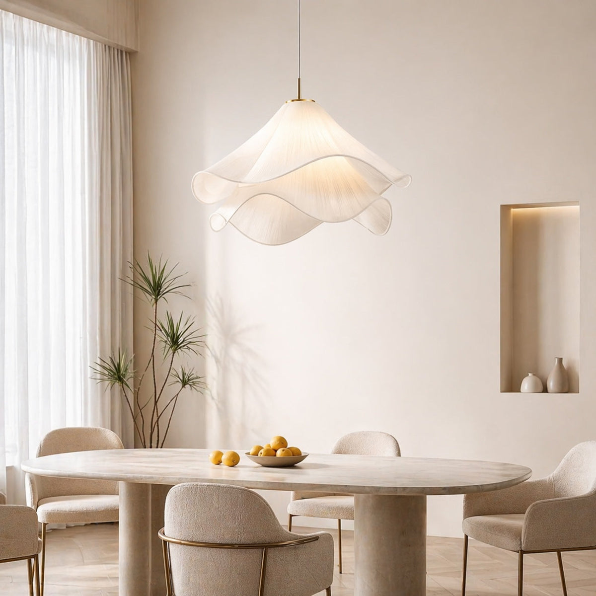 Japandi Fabric Pendant Light | Modern Shade Ceiling Lamp
