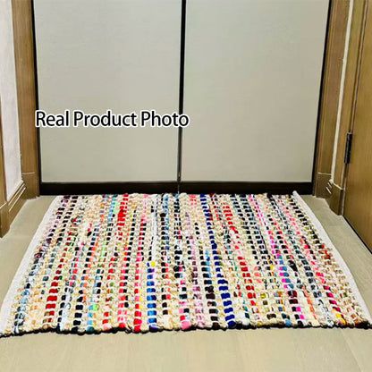 Handwoven Jute Cotton Area Rug – Reversible Multicolor Textured Weave