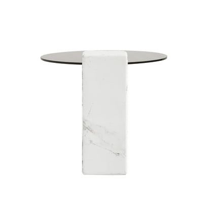 Lena 2-Piece Round Circular Marble and Glass Coffee Table