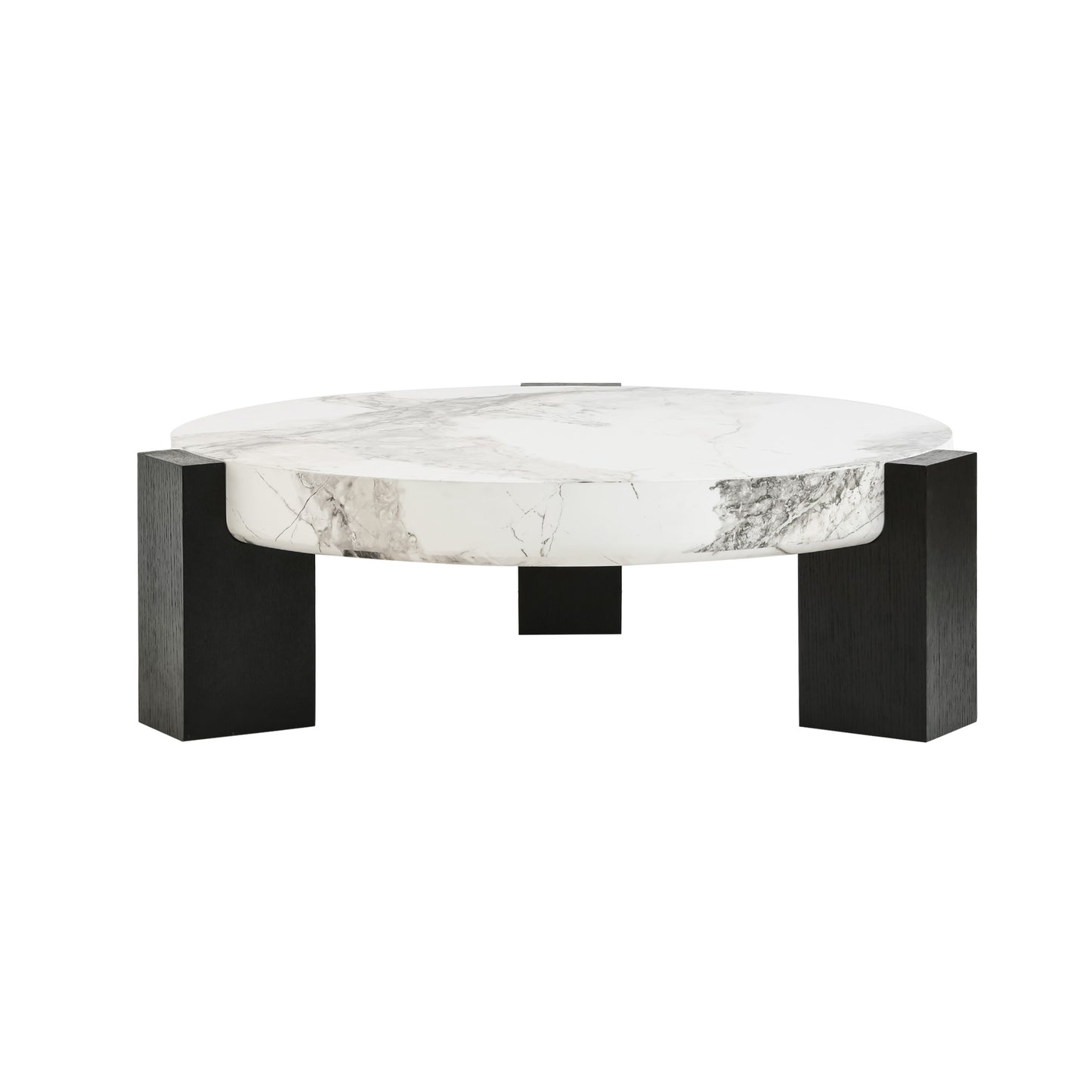 Lena 2-Piece Round Circular Marble and Glass Coffee Table