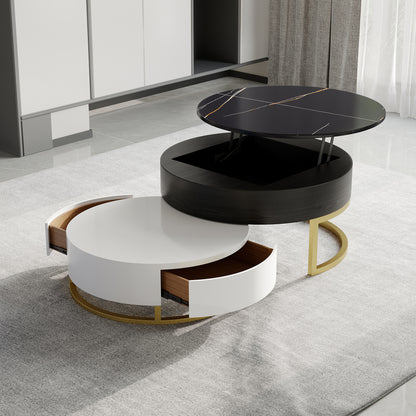 Terra 3-Compartment Modern Round Marble Coffee Table