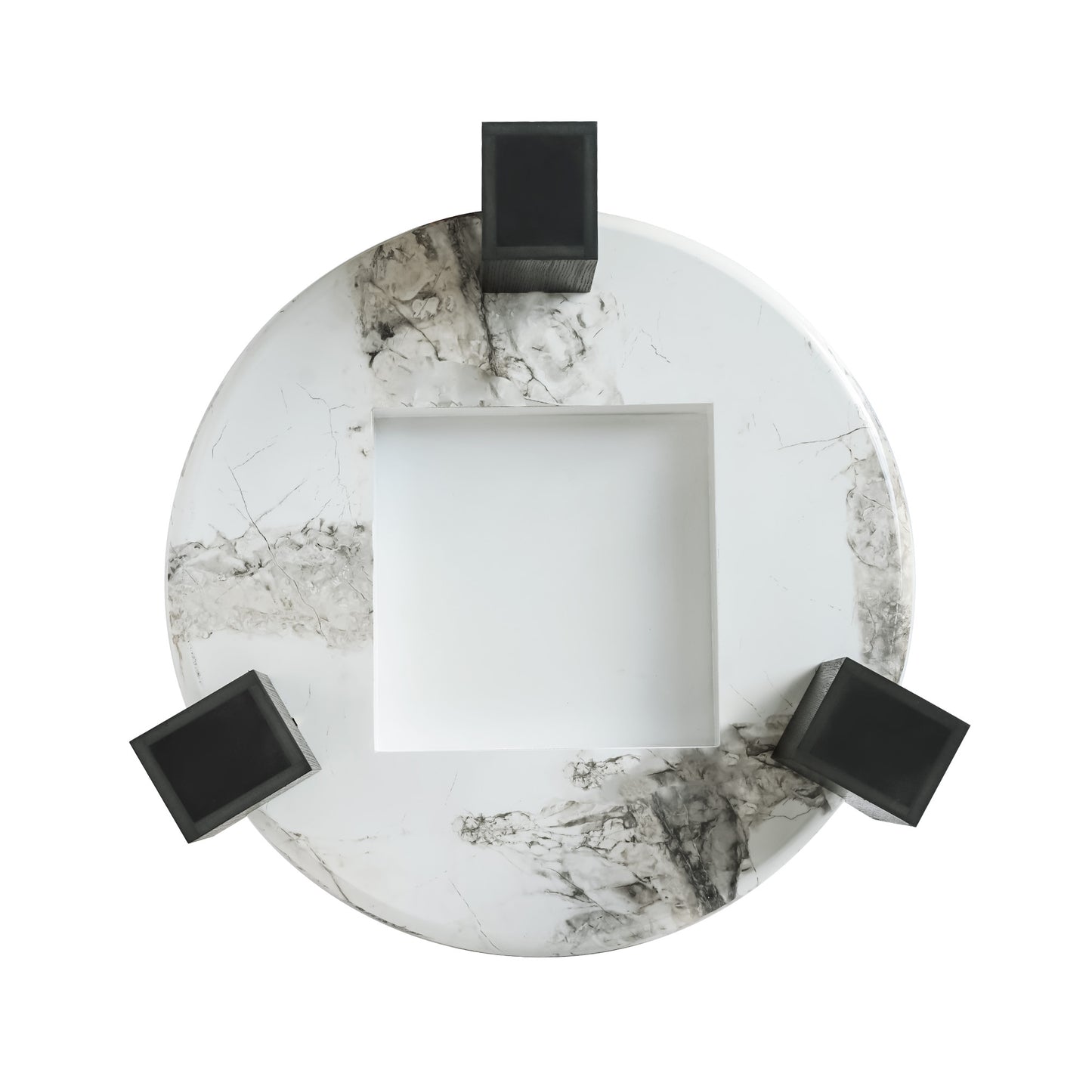 Lena 2-Piece Round Circular Marble and Glass Coffee Table