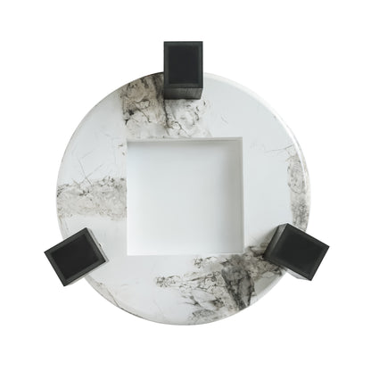 Lena 2-Piece Round Circular Marble and Glass Coffee Table