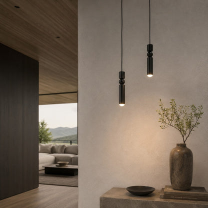 Geometric Black Pendant Light | Adjustable Dimmable LED Lamp