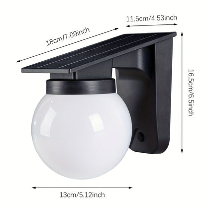 Solar Globe Wall Light – Smart Dimmable LED Outdoor Lamp, Dusk to Dawn, IP65