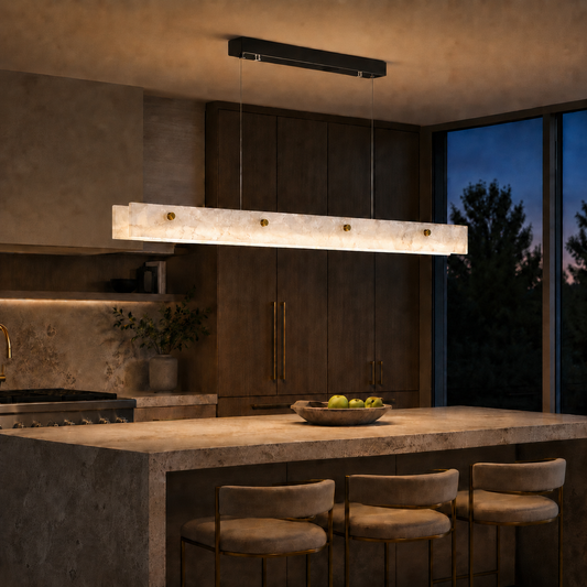 Marble & Steel Pendant Light | Adjustable LED Dining Fixture
