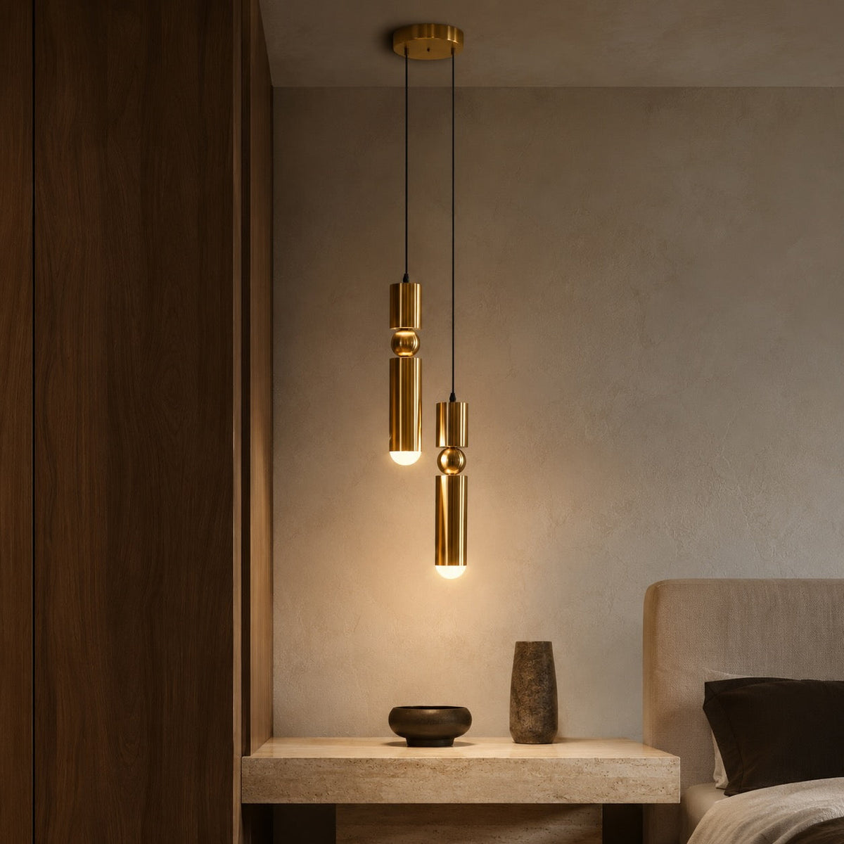 Geometric Black Pendant Light | Adjustable Dimmable LED Lamp