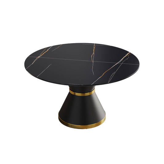 Shadow Black Round Sintered Stone Dining Table