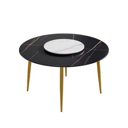 Kori Black&White Round Dining Table with Lazy Susan