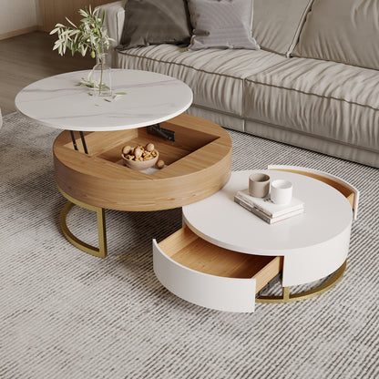 Terra 3-Compartment Modern Round Marble Coffee Table