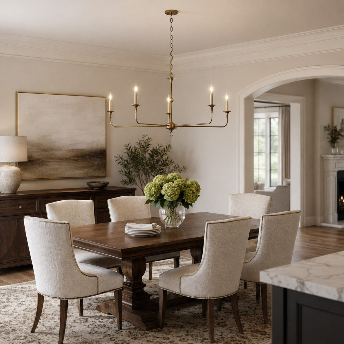 Brass 5-Head Chandelier | Adjustable E14 Flush Mount Light
