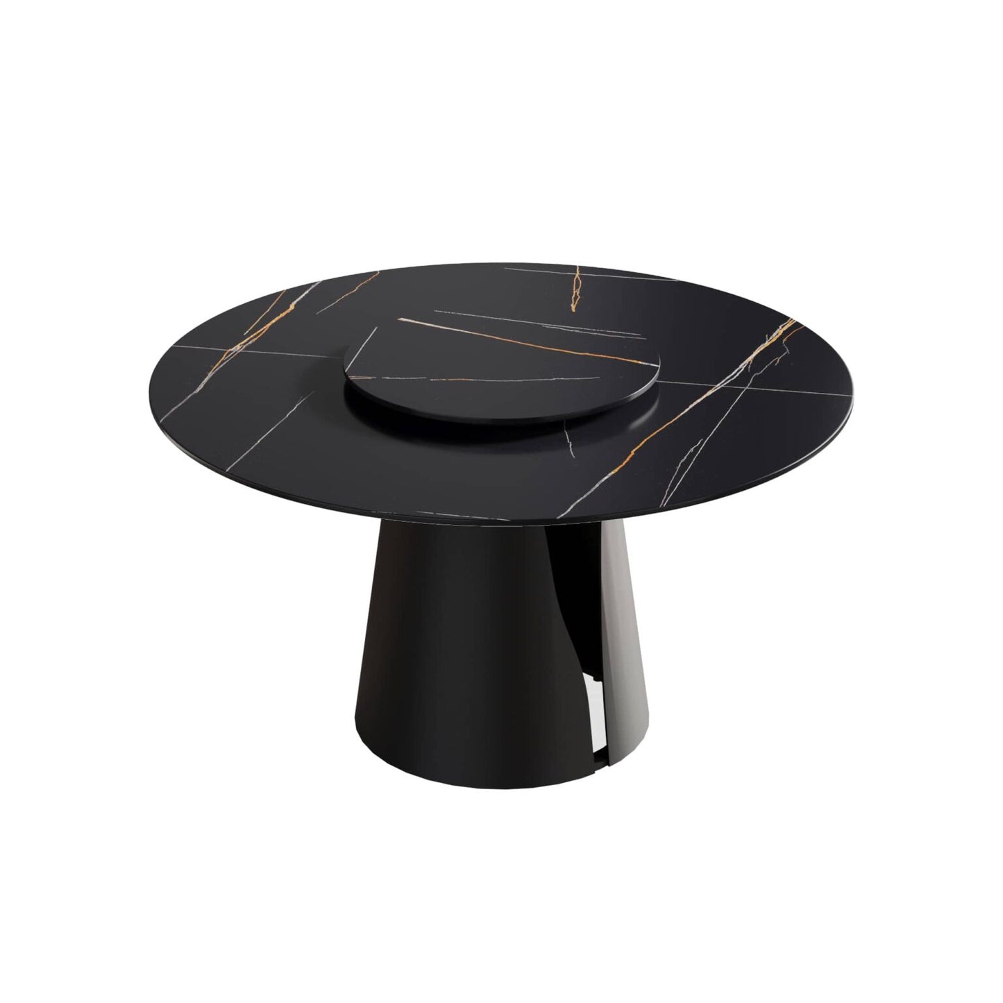 Demi Black Round Dining Table with Lazy Susan