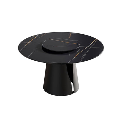 Demi Black Round Dining Table with Lazy Susan