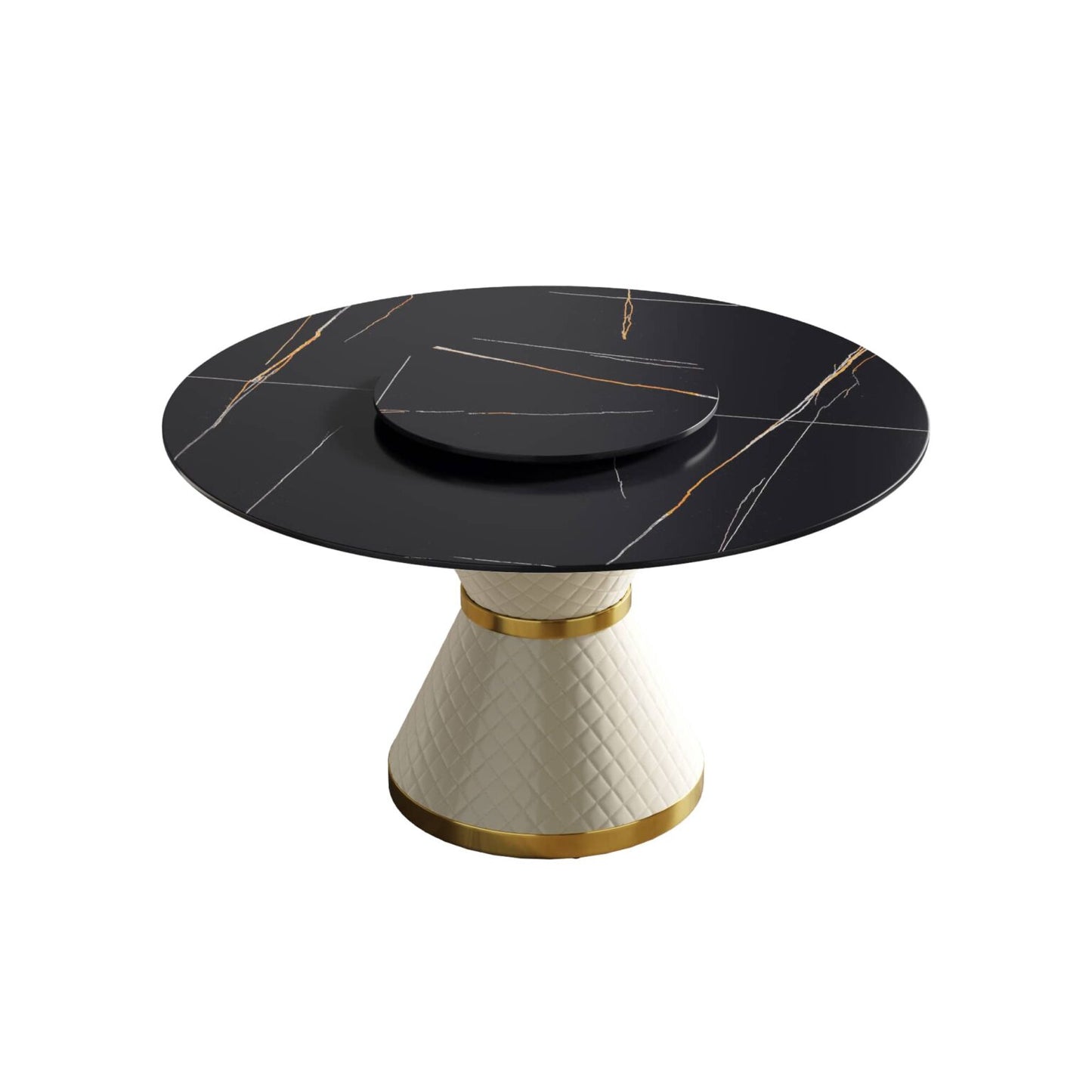 Demi Black Round Dining Table with Lazy Susan