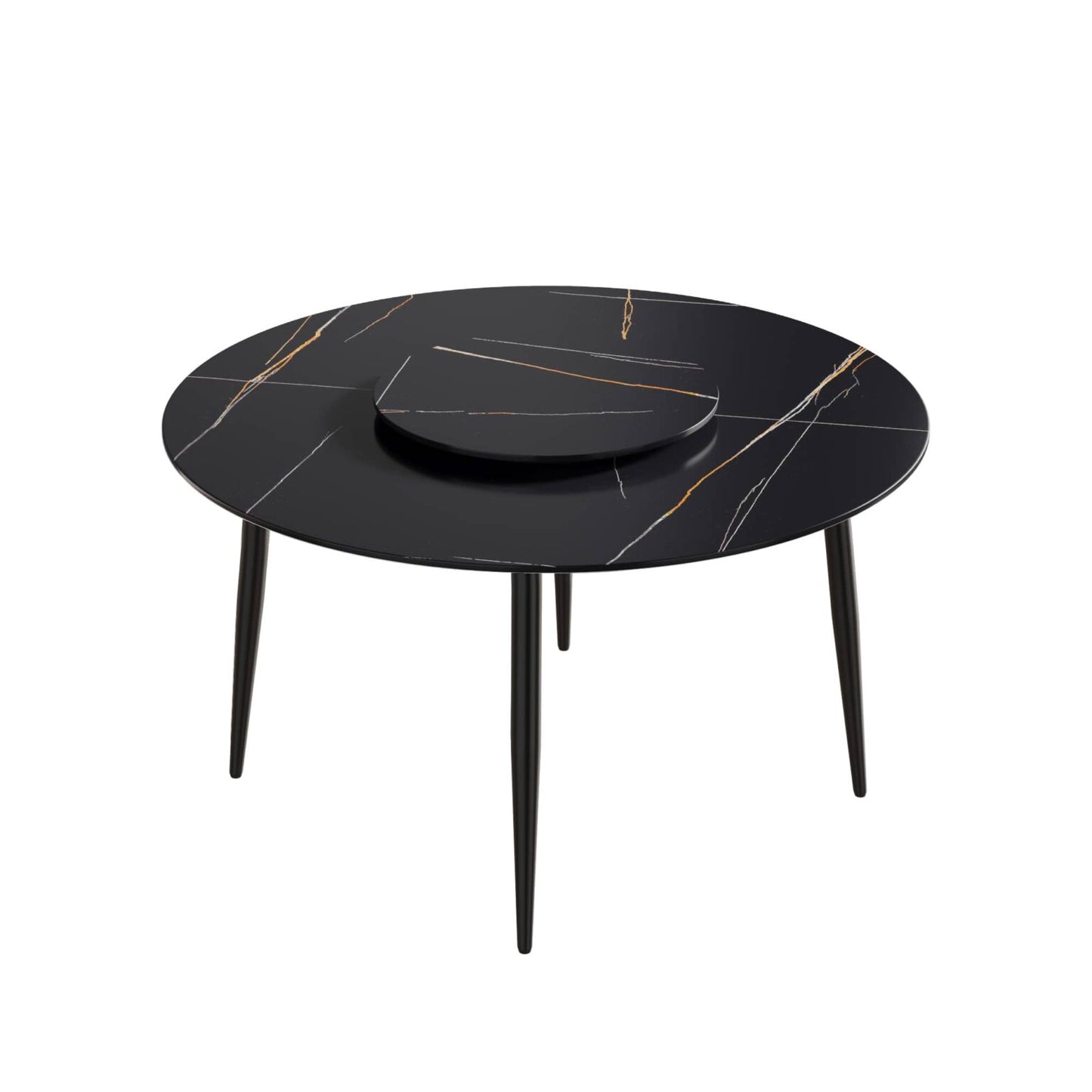 Demi Black Round Dining Table with Lazy Susan