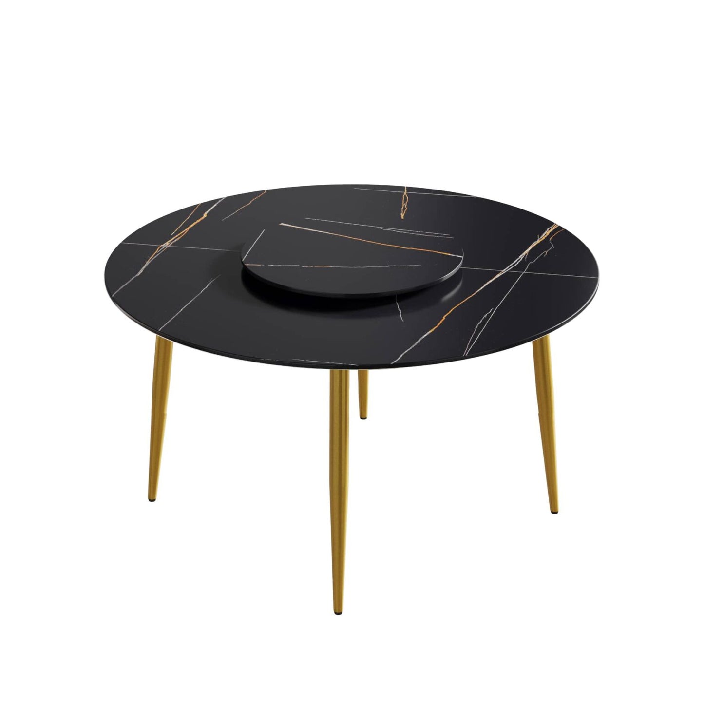 Demi Black Round Dining Table with Lazy Susan