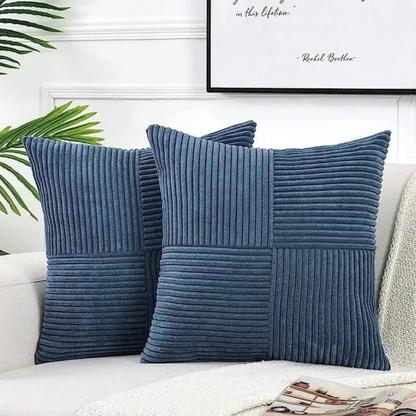 Corduroy Cushion Covers – Striped Textured Throw Pillow Covers, 18" × 18"