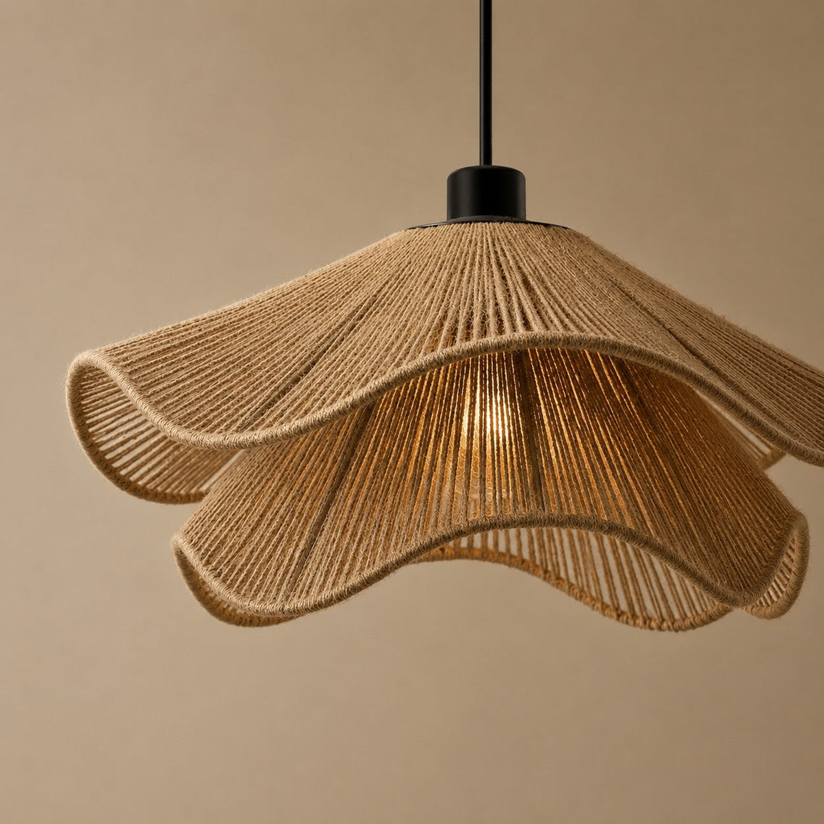 Boho Jute Pendant Lamp | Natural Adjustable Kitchen Light