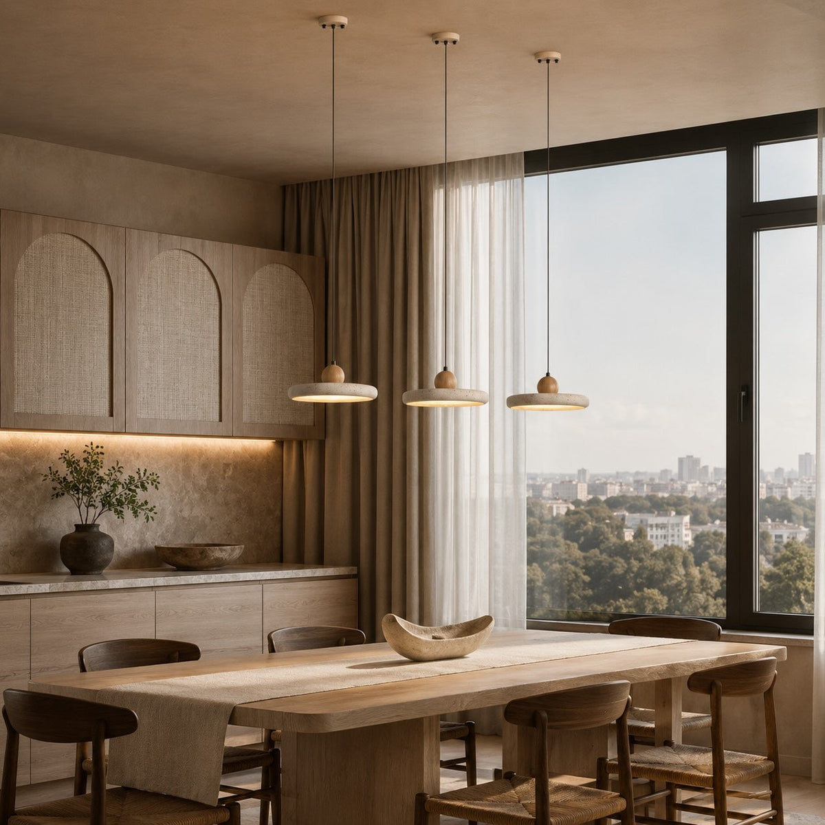 Travertine Pendant Lamp | 30cm LED Kitchen Hanging Light