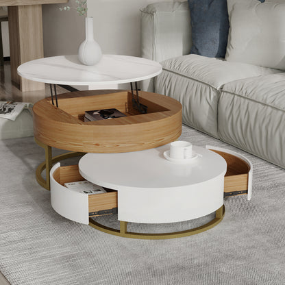 Terra 3-Compartment Modern Round Marble Coffee Table