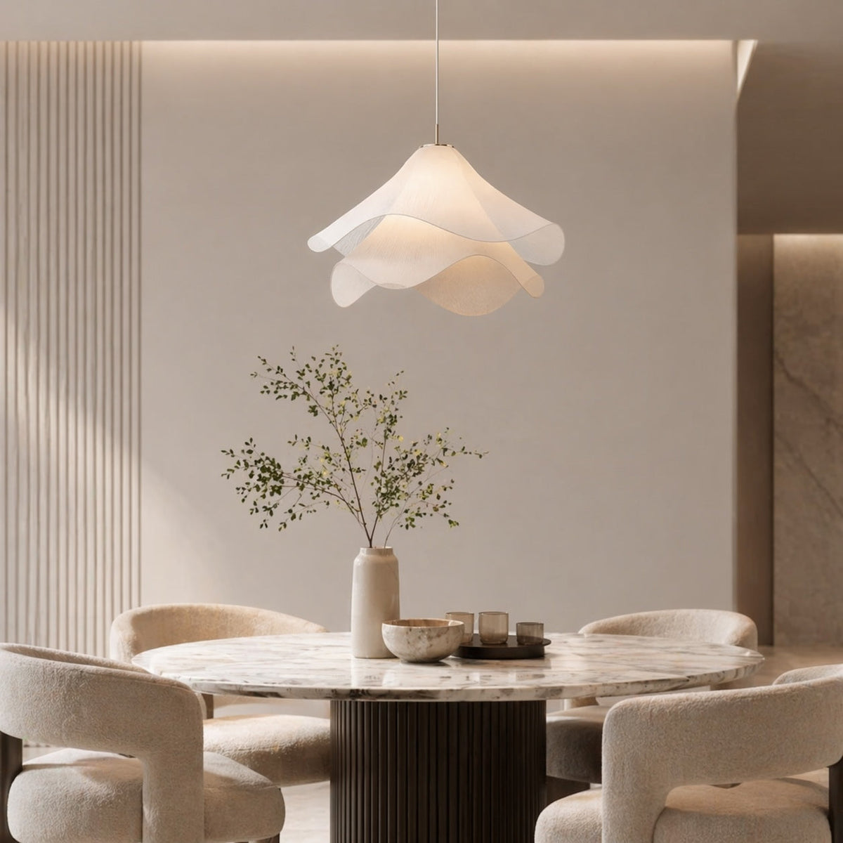 Japandi Fabric Pendant Light | Modern Shade Ceiling Lamp
