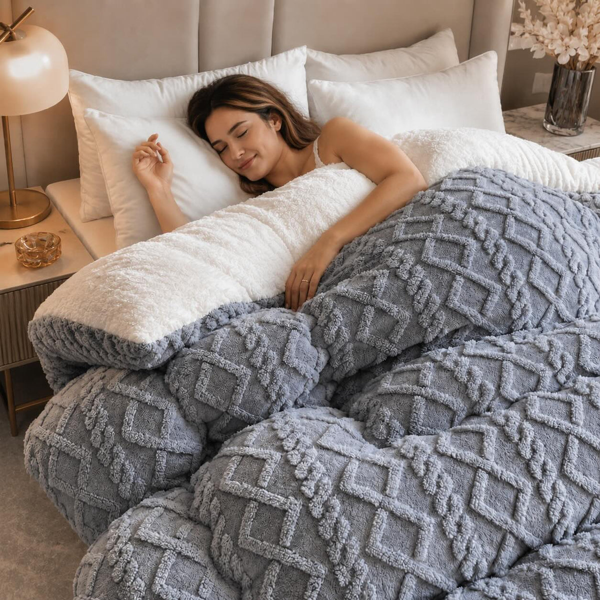 Weighted Blanket for Anxiety – Cashmere Fleece Deep Pressure Comfort Blanket