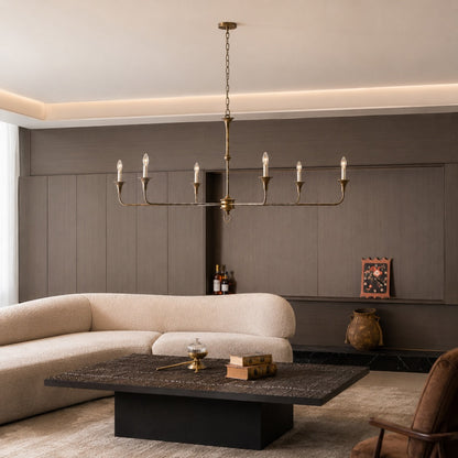 Brass 5-Head Chandelier | Adjustable E14 Flush Mount Light