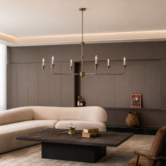 Brass 5-Head Chandelier | Adjustable E14 Flush Mount Light