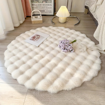 Cloud Comfort Round Bubble Rug – Soft Fluffy Fleece Circle Carpet